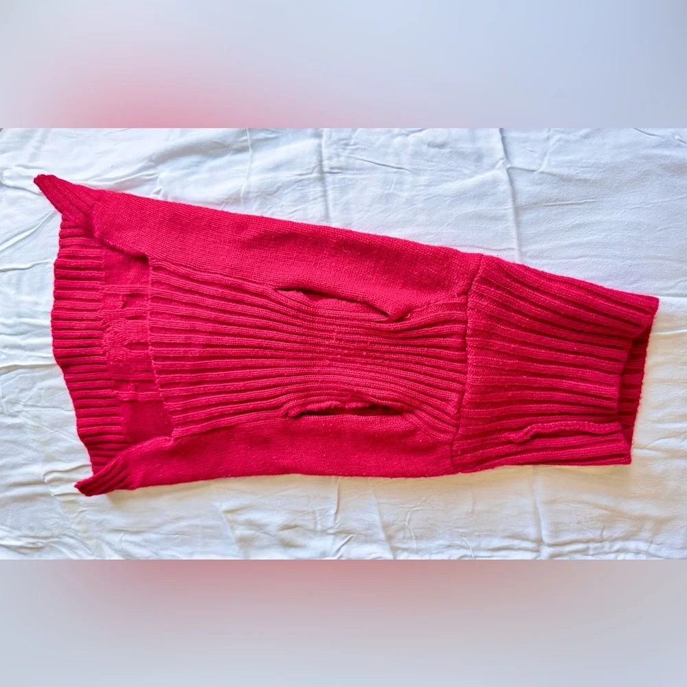 Red Cable Knit Dog Sweater w Turtleneck